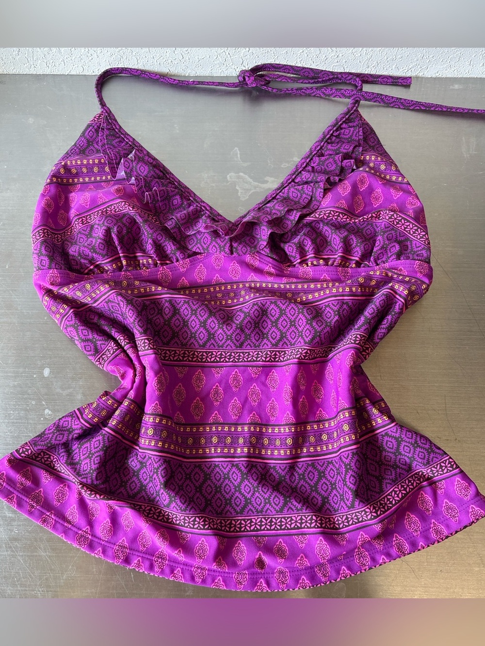 Y2K Purple Boho Paisley Halter Tankini Top✨